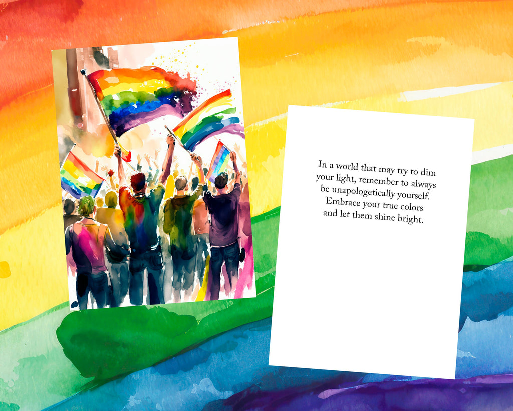 Gay Art Greeting Cards for Gay Pride Month or Coming Out Gifts LGBTQ Queer Holiday Cards - 5x7 inches in Packs of 1, 10, 30, and 50pcs