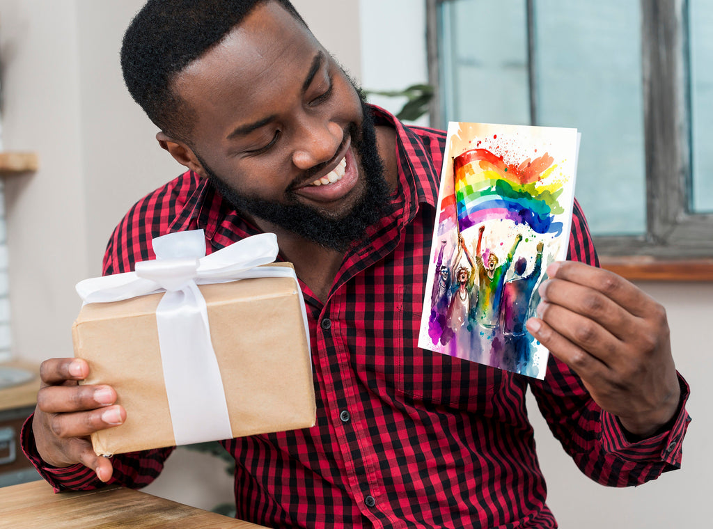 Gay Art Greeting Cards for Gay Pride Month or Coming Out Gifts LGBTQ Queer Holiday Cards - 5x7 inches in Packs of 1, 10, 30, and 50pcs