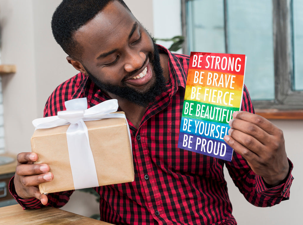 Gay Art Greeting Cards for Gay Pride Month or Coming Out Gifts LGBTQ Queer Holiday Cards - 5x7 inches in Packs of 1, 10, 30, and 50pcs