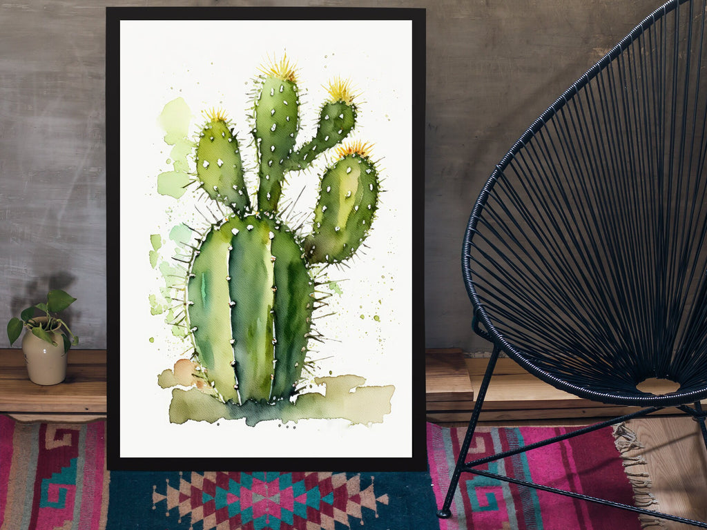 Cactus Plant Print Watercolor Painting Botanical Wall Art Southwest Artwork Gift Rustic Desert Home Decor