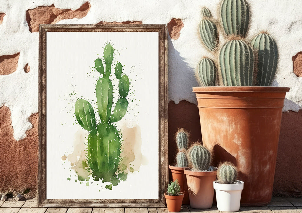 Cactus Plant Print Watercolor Painting Botanical Wall Art Southwest Artwork Gift Rustic Desert Home Decor