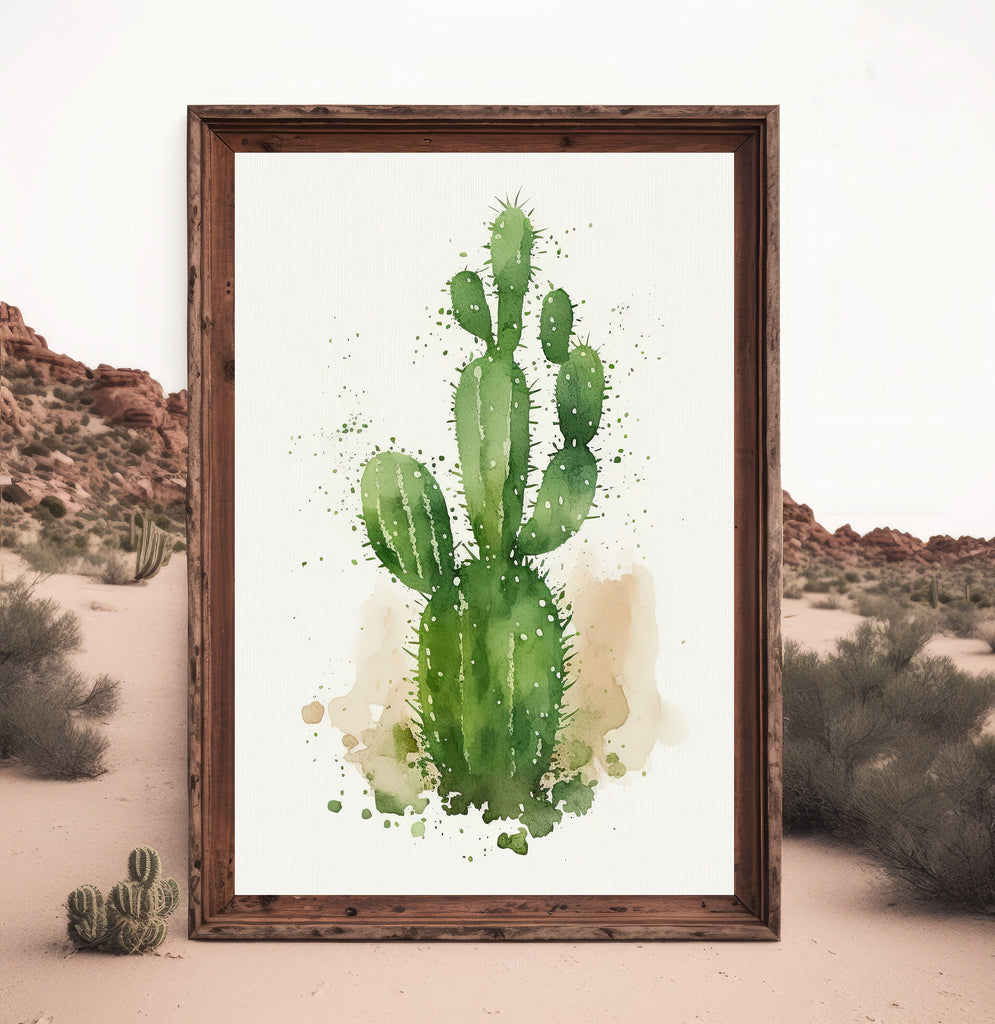 Cactus Plant Print Watercolor Painting Botanical Wall Art Southwest Artwork Gift Rustic Desert Home Decor