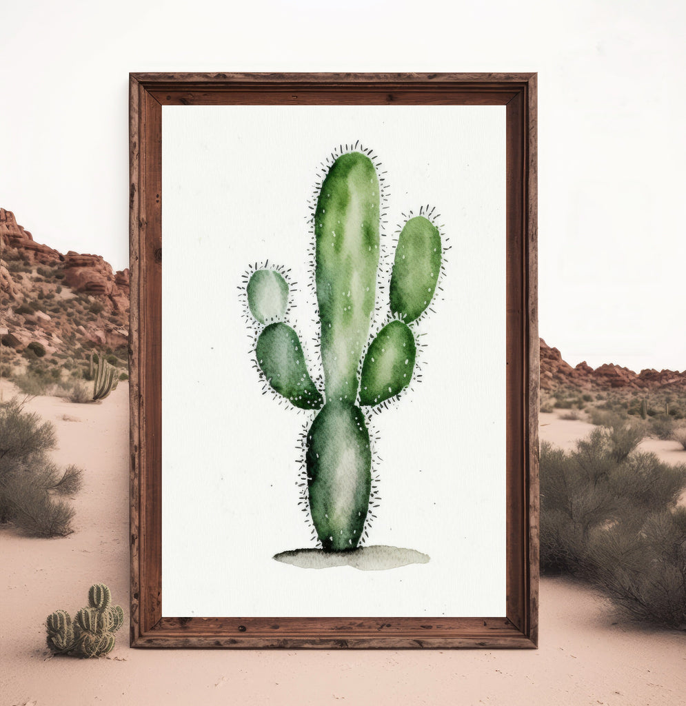 Cactus Plant Print Watercolor Painting Botanical Wall Art Southwest Artwork Gift Rustic Desert Home Decor