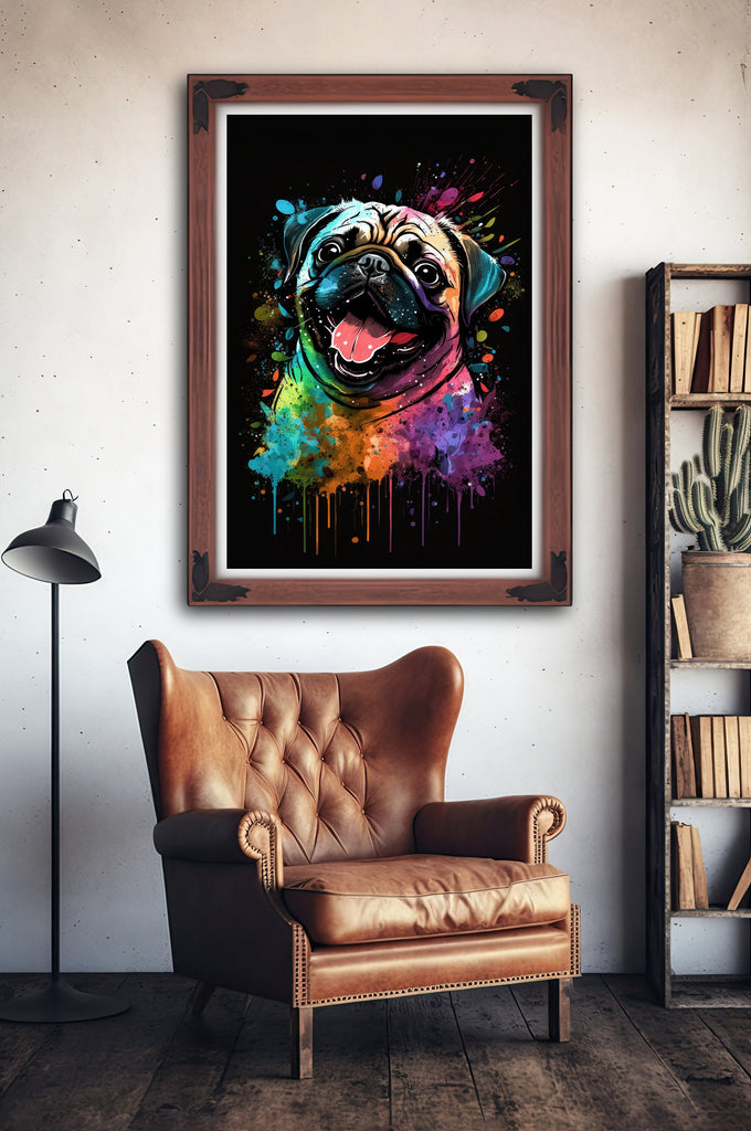 Pug Dog Watercolor Print Cute Pet Keepsake Wall Art Dog Lover Gift Adorable Canine Home Decor for Puppy Dog Lovers!