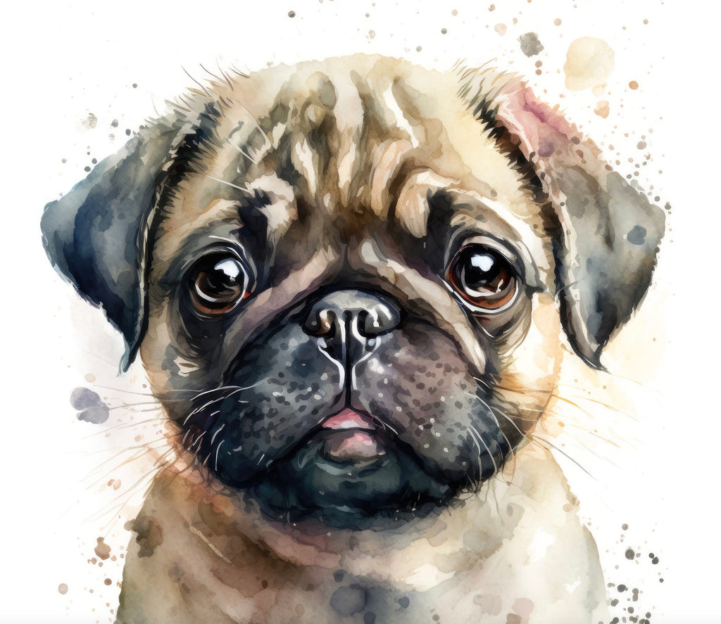 Pug Dog Watercolor Print Cute Pet Keepsake Wall Art Dog Lover Gift Adorable Canine Home Decor for Puppy Dog Lovers!