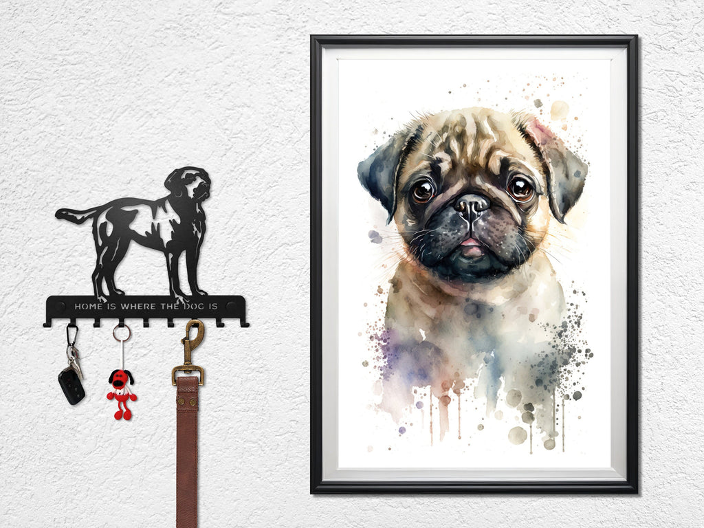 Pug Dog Watercolor Print Cute Pet Keepsake Wall Art Dog Lover Gift Adorable Canine Home Decor for Puppy Dog Lovers!