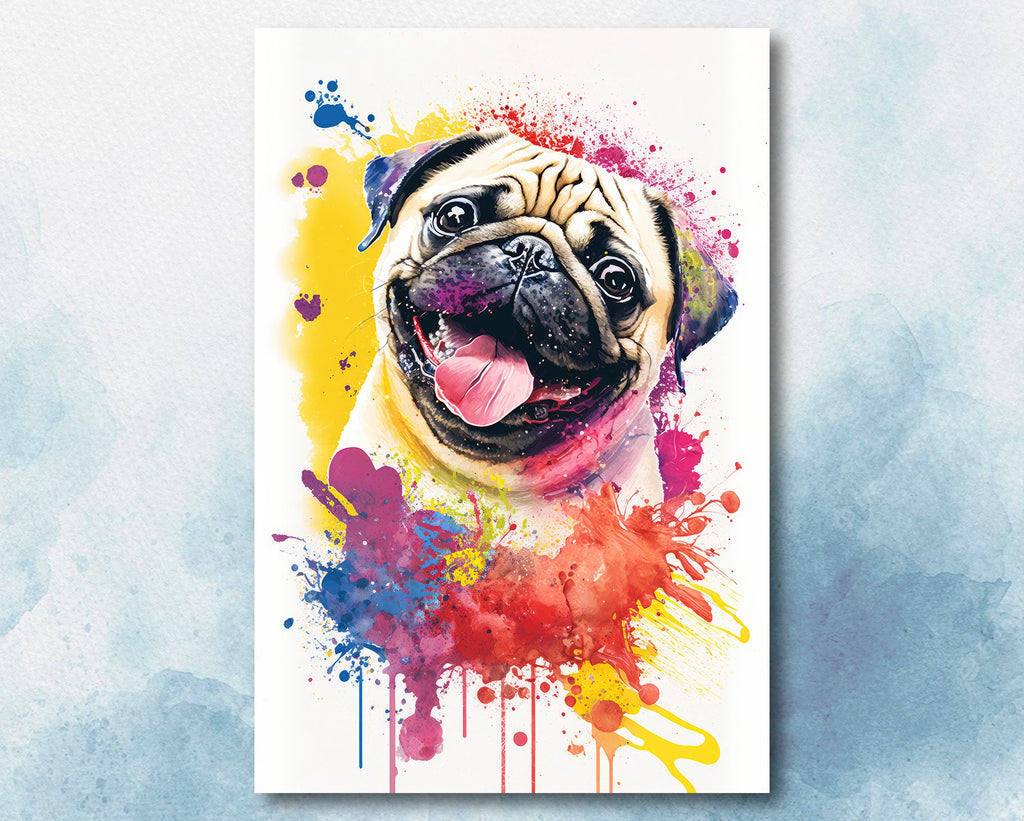 Pug Dog Watercolor Print Cute Pet Keepsake Wall Art Dog Lover Gift Adorable Canine Home Decor for Puppy Dog Lovers!