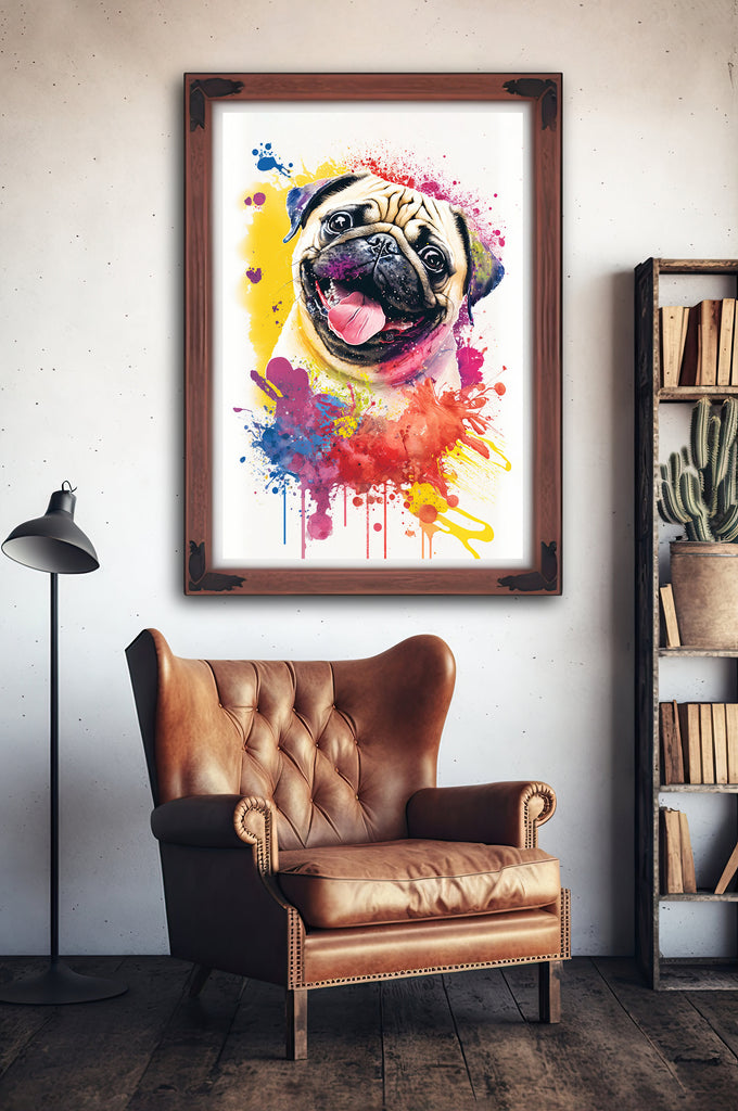 Pug Dog Watercolor Print Cute Pet Keepsake Wall Art Dog Lover Gift Adorable Canine Home Decor for Puppy Dog Lovers!