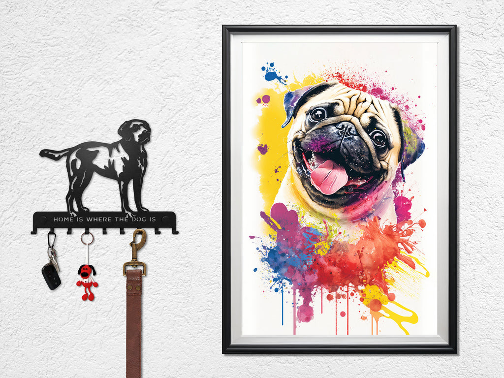 Pug Dog Watercolor Print Cute Pet Keepsake Wall Art Dog Lover Gift Adorable Canine Home Decor for Puppy Dog Lovers!