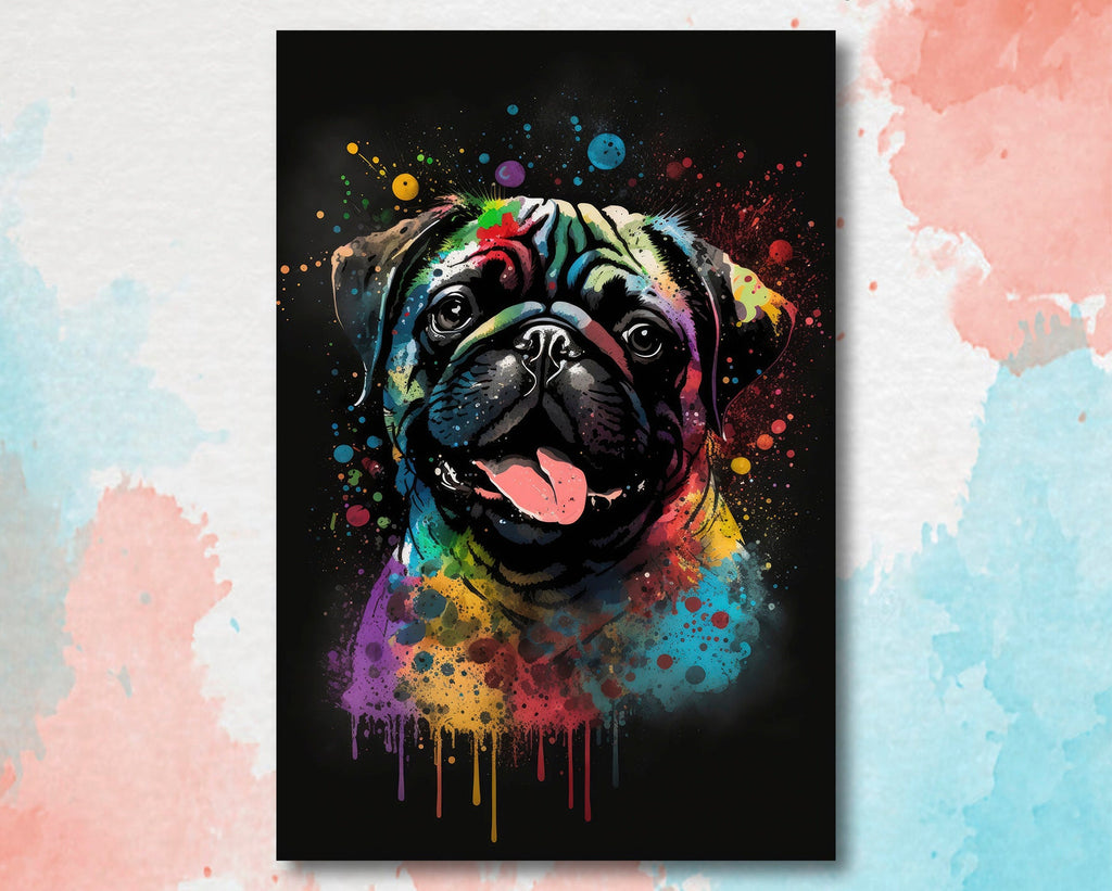 Pug Dog Watercolor Print Cute Pet Keepsake Wall Art Dog Lover Gift Adorable Canine Home Decor for Puppy Dog Lovers!