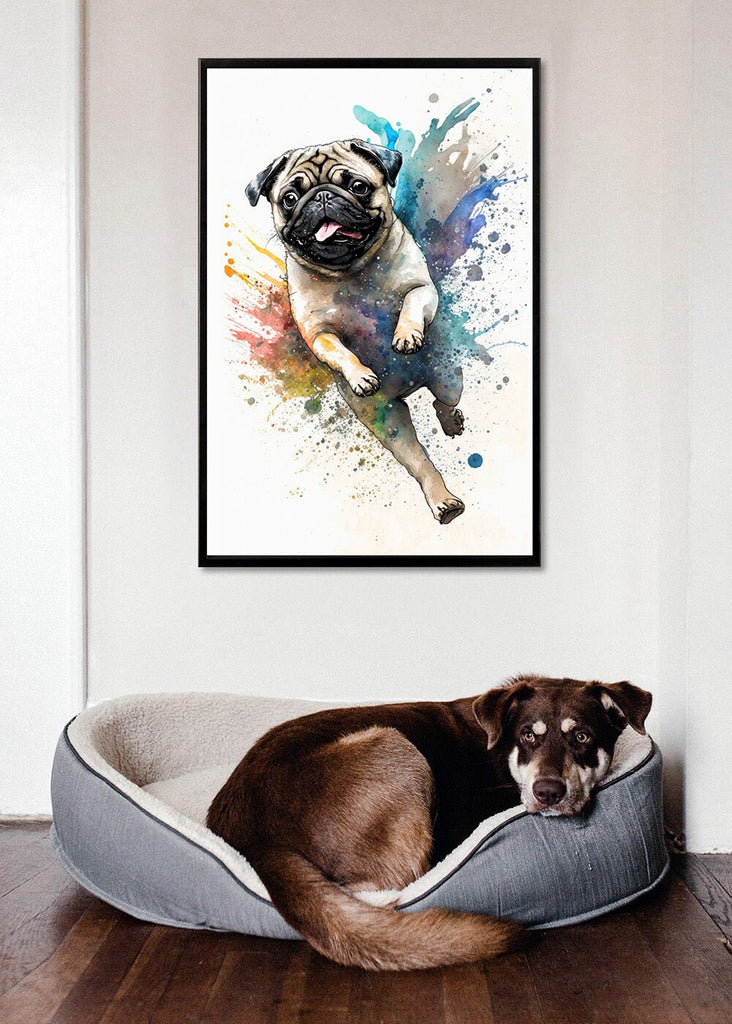 Pug Dog Watercolor Print Cute Pet Keepsake Wall Art Dog Lover Gift Adorable Canine Home Decor for Puppy Dog Lovers!