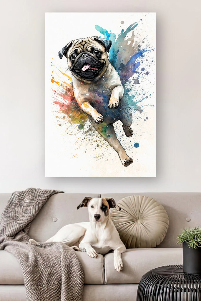 Pug Dog Watercolor Print Cute Pet Keepsake Wall Art Dog Lover Gift Adorable Canine Home Decor for Puppy Dog Lovers!