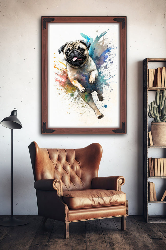 Pug Dog Watercolor Print Cute Pet Keepsake Wall Art Dog Lover Gift Adorable Canine Home Decor for Puppy Dog Lovers!