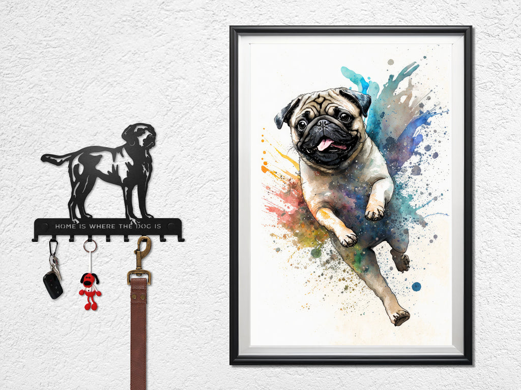 Pug Dog Watercolor Print Cute Pet Keepsake Wall Art Dog Lover Gift Adorable Canine Home Decor for Puppy Dog Lovers!