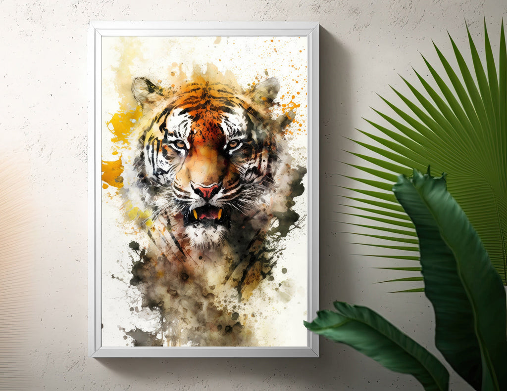 Tiger Print Wild Cat Animal Wall Art Colorful Wildlife Safari Gift Animal Jungle Nursery Home Decor