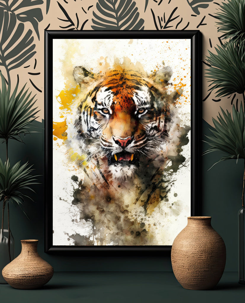 Tiger Print Wild Cat Animal Wall Art Colorful Wildlife Safari Gift Animal Jungle Nursery Home Decor