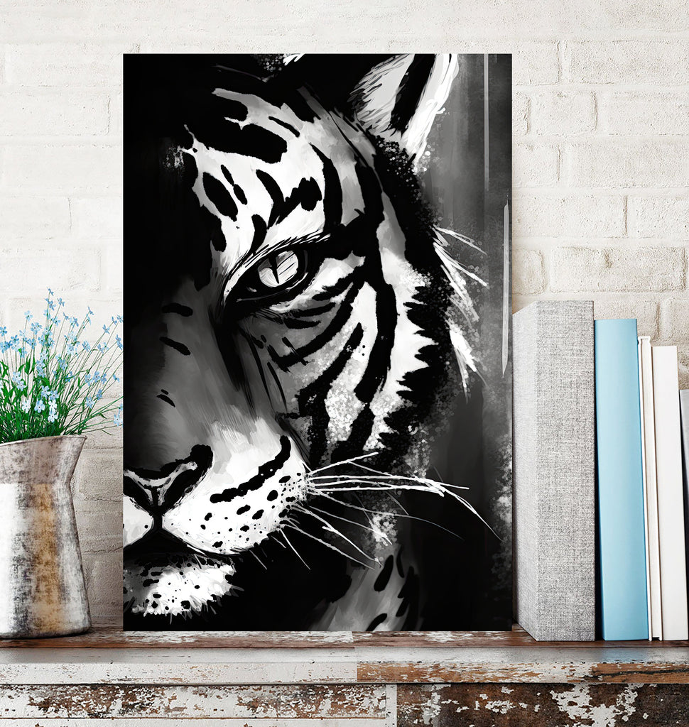 Tigers Eye Print Wild Cat Animal Wall Art Tiger Wildlife Safari Gift Black and White Animal Jungle Nursery Home Decor