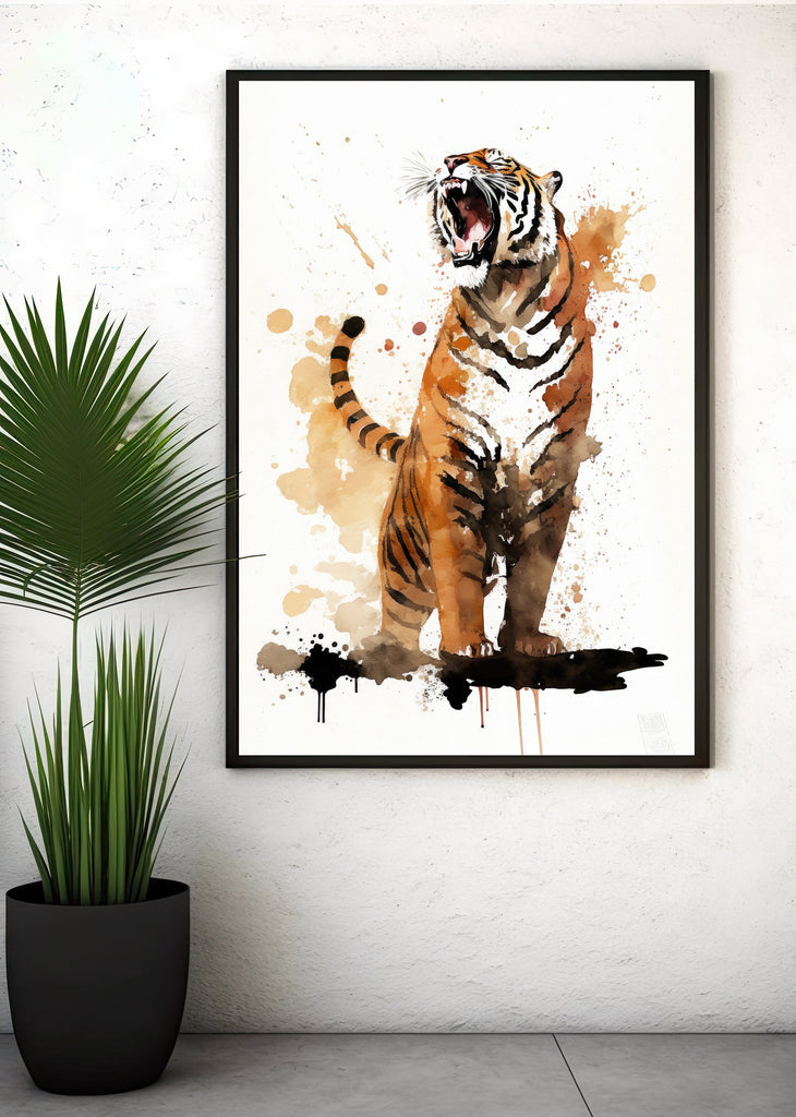 Tiger Roar Print Wild Cat Animal Wall Art Wildlife Safari Gift Animal Jungle Nursery Home Decor