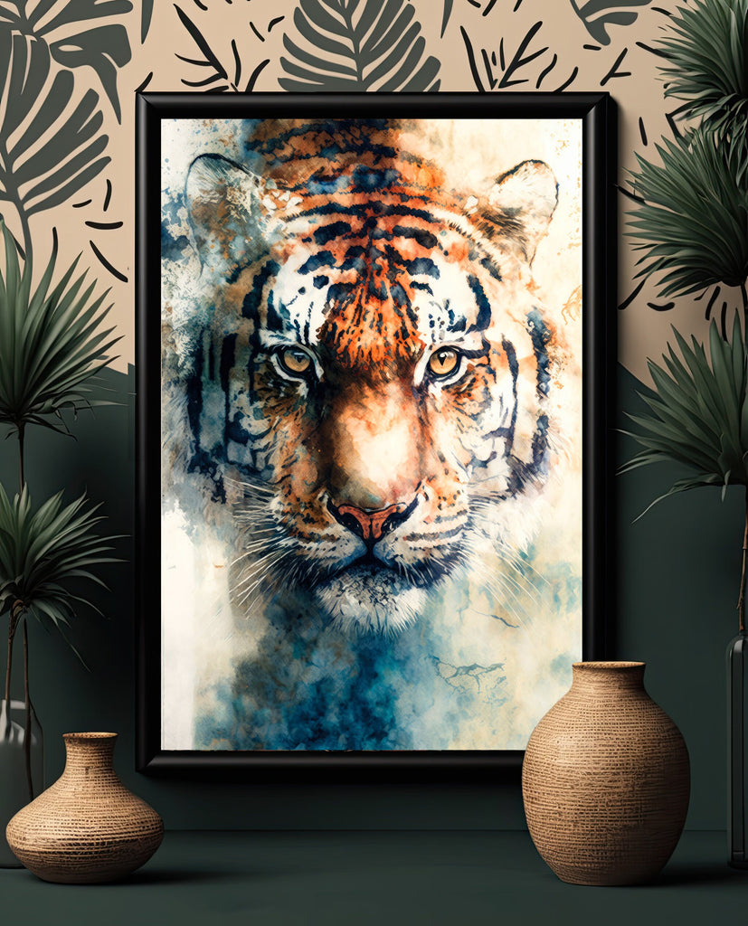 Tiger Print Wild Cat Animal Wall Art Colorful Wildlife Safari Gift Animal Jungle Nursery Home Decor