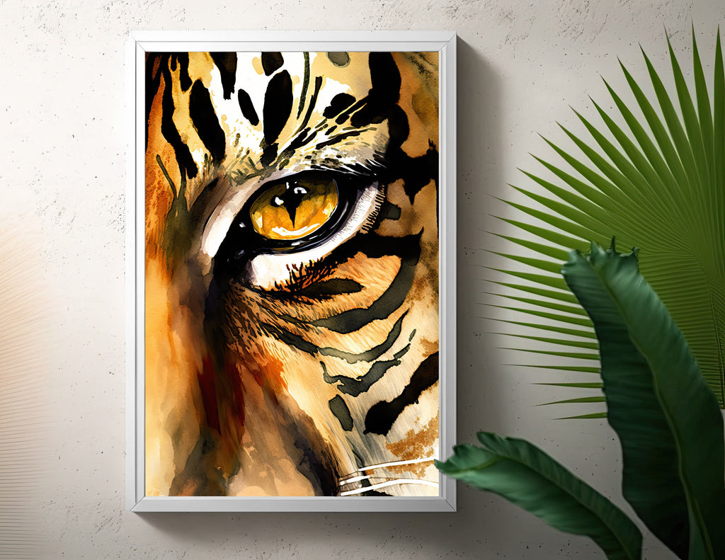 Tiger Print Wild Cat Animal Wall Art Colorful Wildlife Safari Gift Animal Jungle Nursery Home Decor