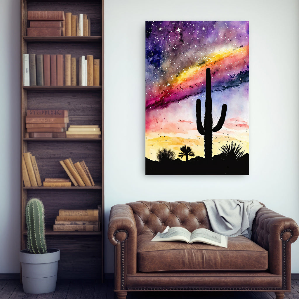 Desert Milky Way Art Print Watercolor Landscape Wall Art Southwest Gift Sonoran Cactus Beautiful Starry Night Western Decor