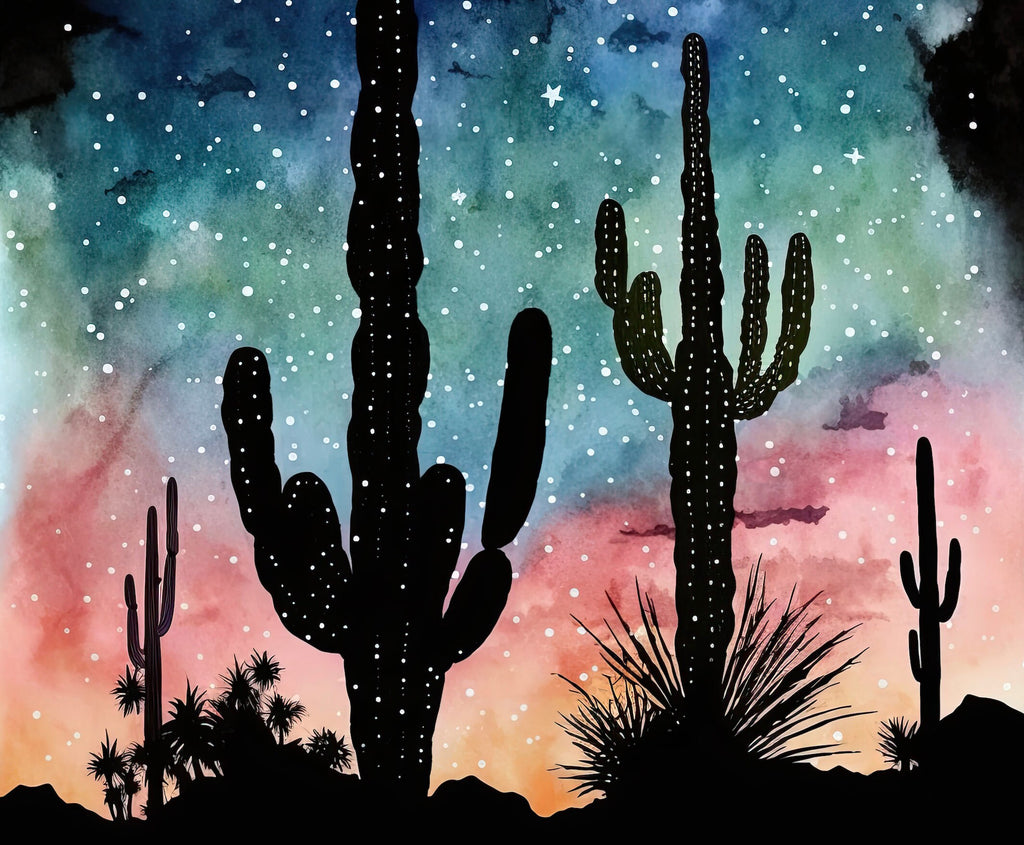 Desert Milky Way Art Print Watercolor Landscape Wall Art Southwest Gift Sonoran Cactus Beautiful Starry Night Western Decor