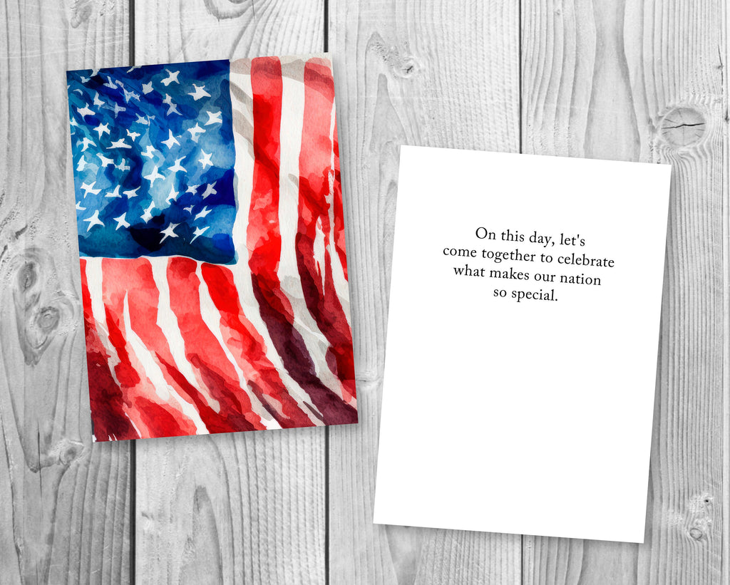 American Flag Art Greeting Cards Fourth of July Memorial Day Veterans Day Patriotic Holiday Cards - 5x7 inches in Packs of 1, 10, 30, & 50