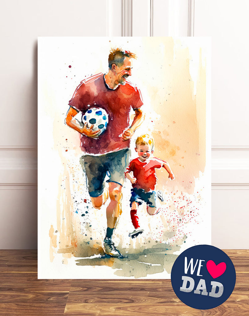 Watercolor Soccer Fathers Day Card Dad Gift For Him Daddy Father's Day Gift Sports Greeting Card - 5x7 inches in Packs of 1, 10, 30, & 50