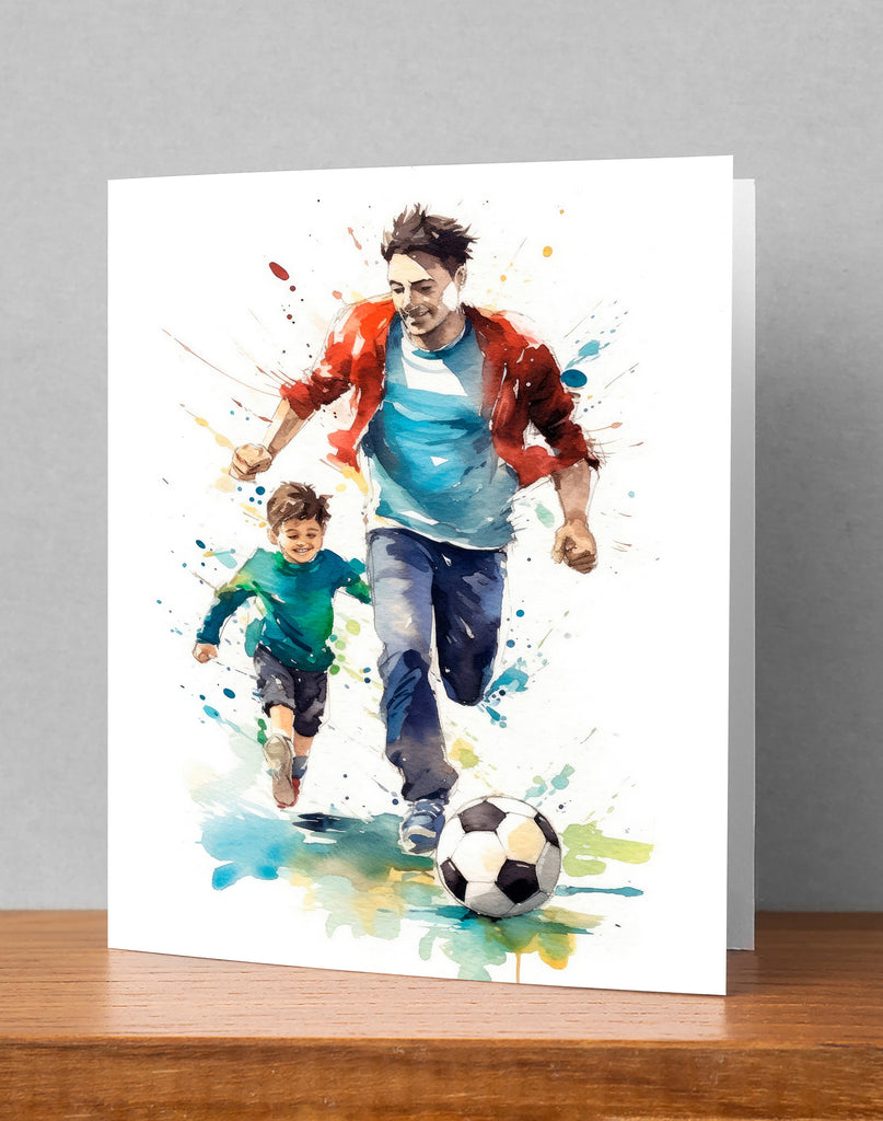 Watercolor Soccer Fathers Day Card Dad Gift For Him Daddy Father's Day Gift Sports Greeting Card - 5x7 inches in Packs of 1, 10, 30, & 50