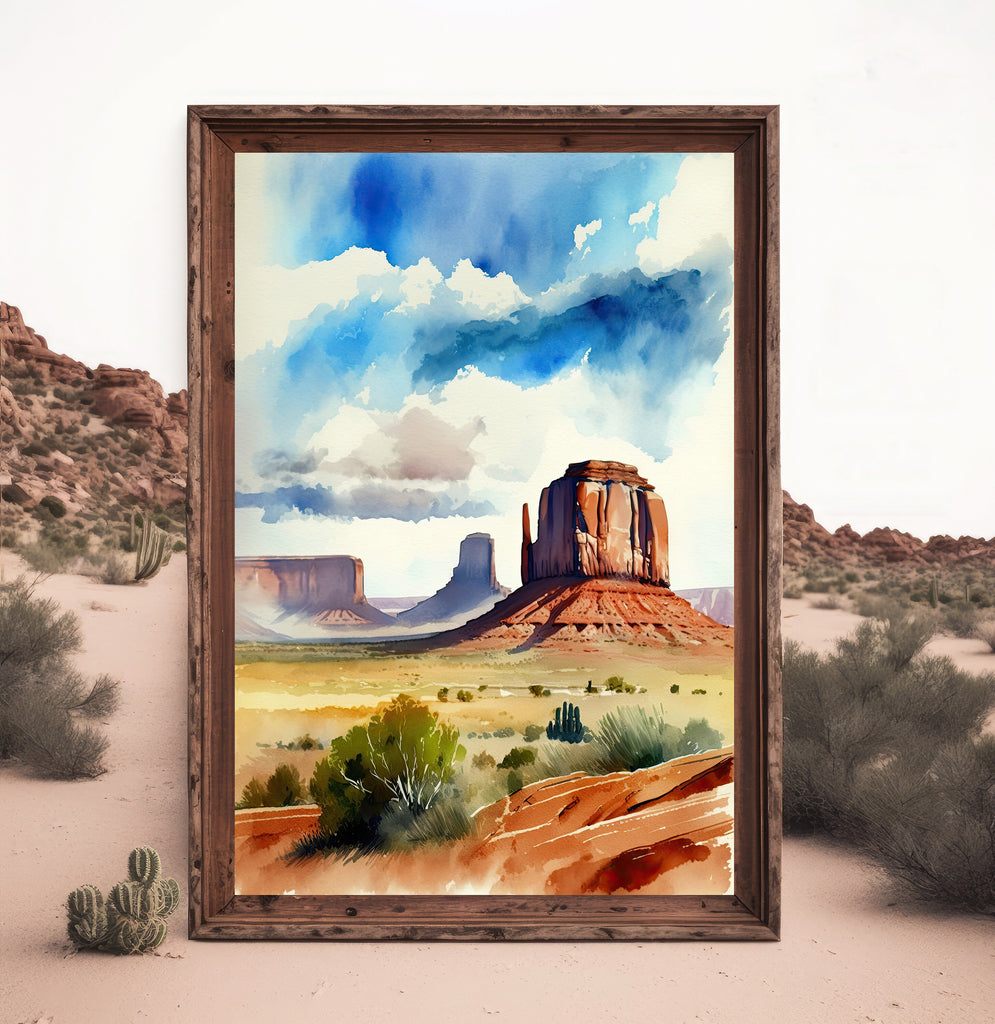 Monument Valley Print Arizona Sonoran Art Watercolor Desert Southwest Wall Art Boho Wall decor Gift Southwestern Decor