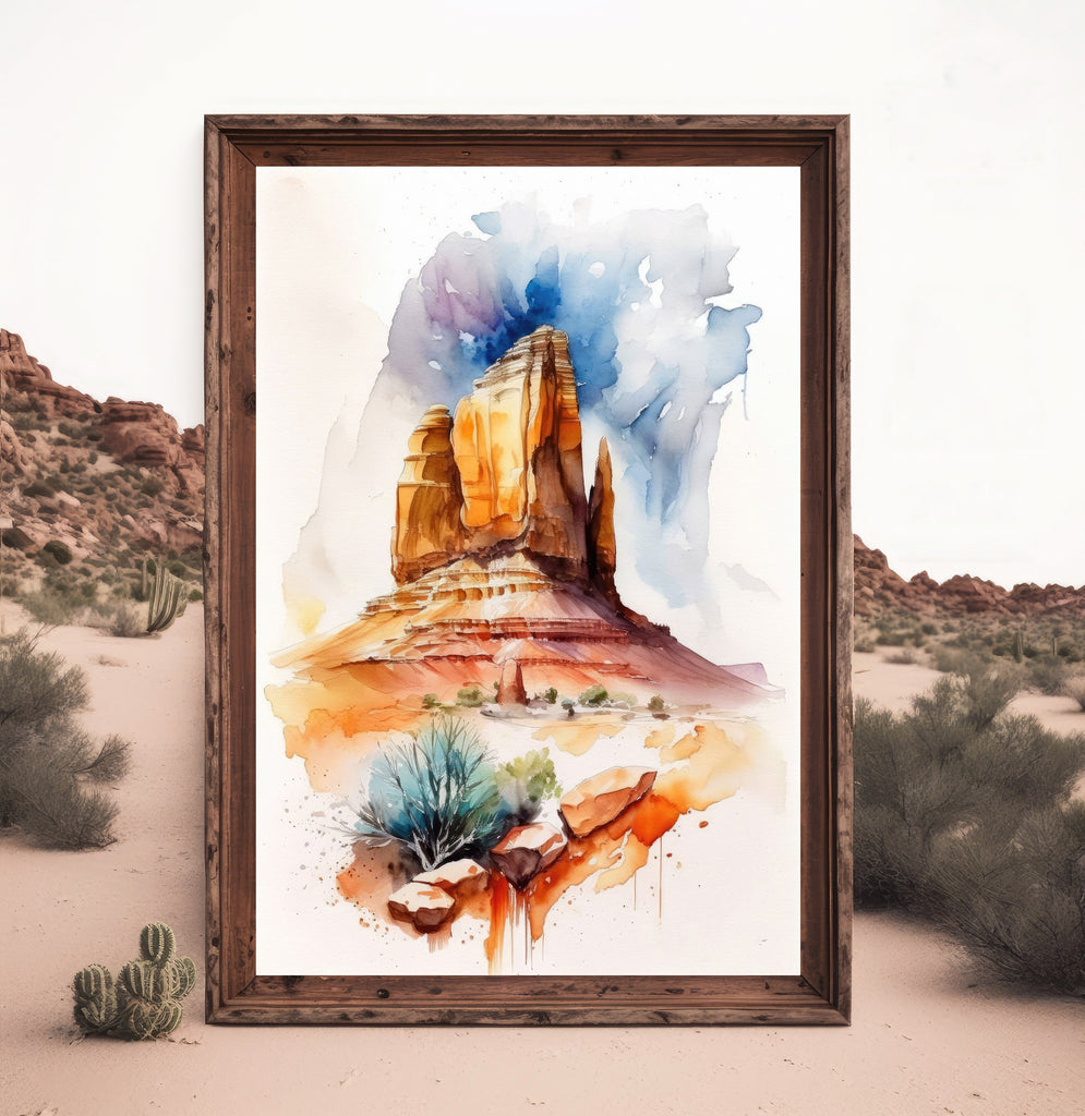 Monument Valley Print Arizona Sonoran Art Watercolor Desert Southwest Wall Art Boho Wall decor Gift Southwestern Decor