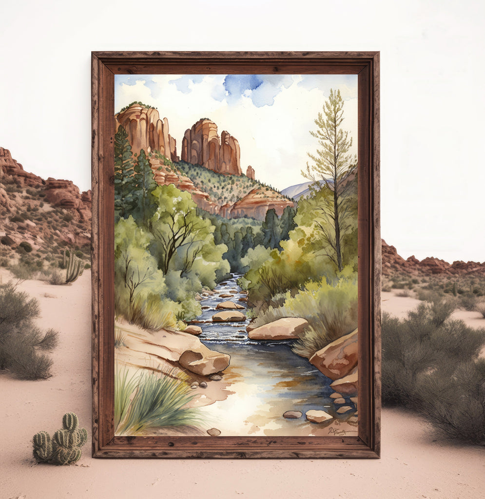 Watercolor Sedona Print Arizona Southwest Wall Art Landscape Sonoran Art Gift Desert Home Western Decor