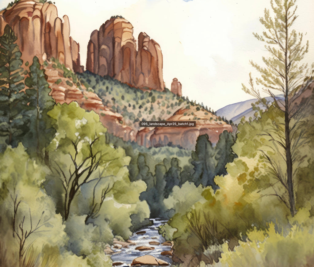 Watercolor Sedona Print Arizona Southwest Wall Art Landscape Sonoran Art Gift Desert Home Western Decor