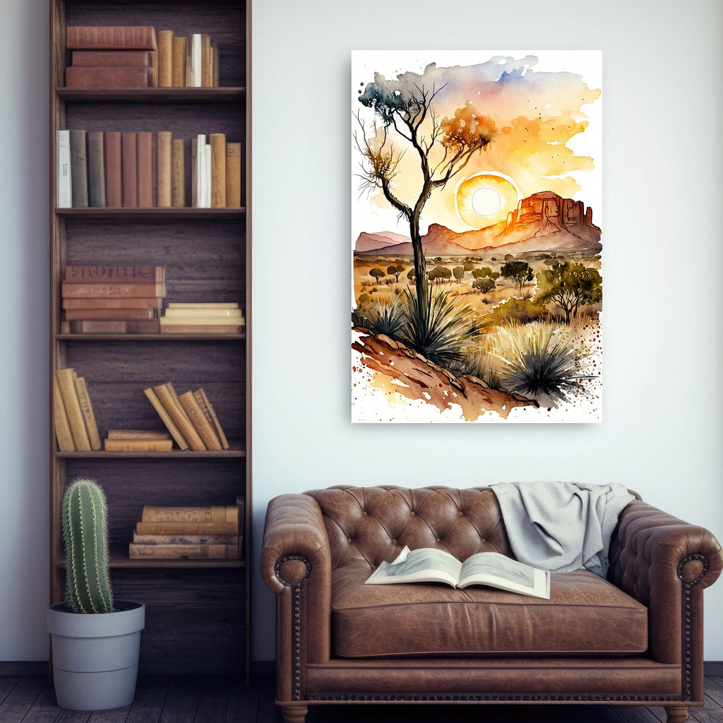 Watercolor Sedona Arizona Sunset Art Print Southwest Wall Art Landscape Boho Wall Decor Gift Sonoran Art Western Decor