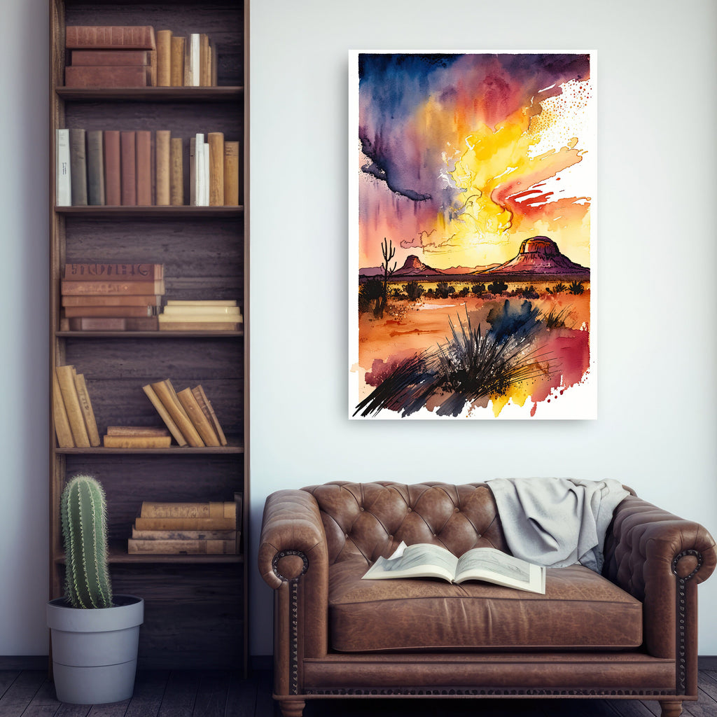 Watercolor Sedona Arizona Sunset Art Print Southwest Wall Art Landscape Boho Wall Decor Gift Sonoran Art Western Decor