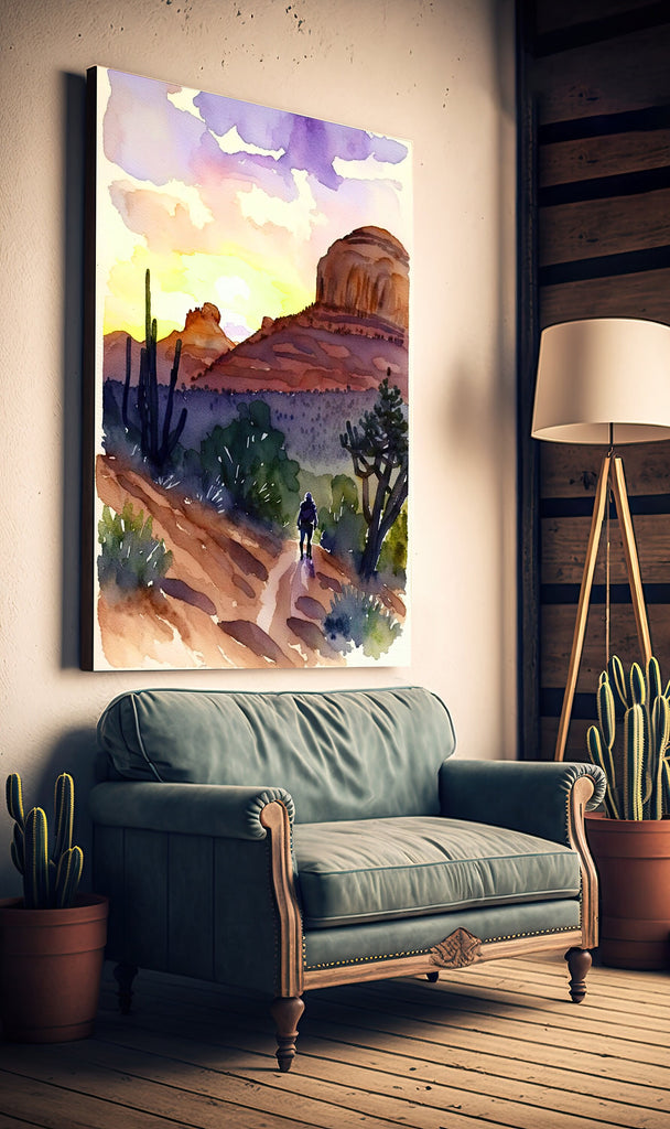 Watercolor Sedona Print Arizona Sunset Art boho wall decor Southwest Wall Art Landscape Sonoran Art Gift Desert Home Western Decor