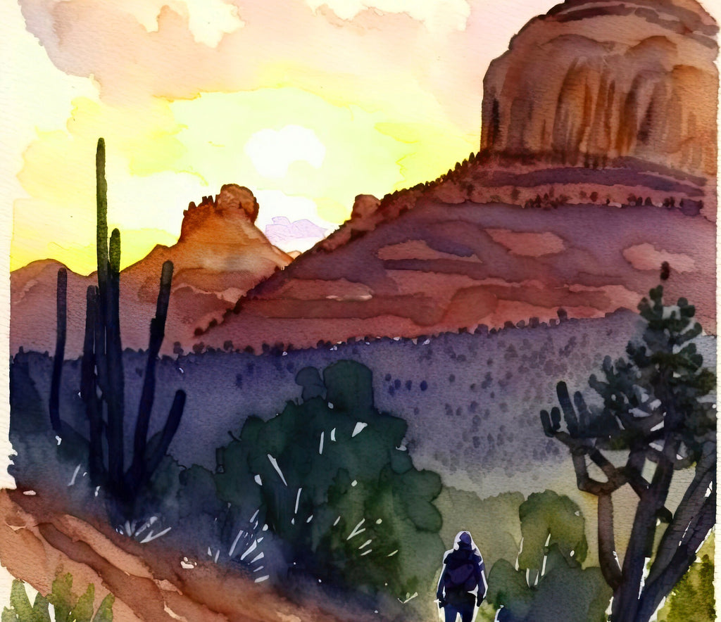 Watercolor Sedona Print Arizona Sunset Art boho wall decor Southwest Wall Art Landscape Sonoran Art Gift Desert Home Western Decor