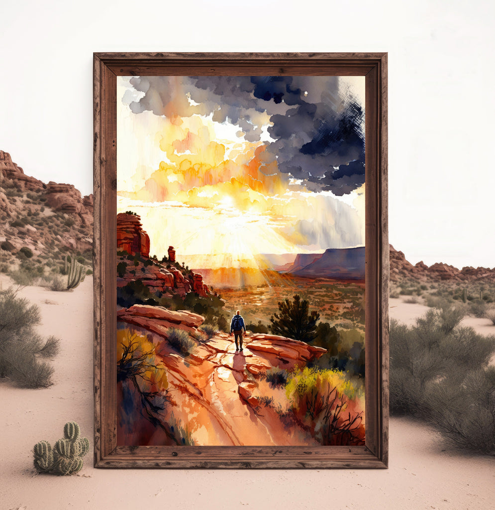 Watercolor Sedona Print Arizona Sunset Art Boho Wall Decor Southwest Wall Art Landscape Sonoran Art Gift Desert Home Western Decor