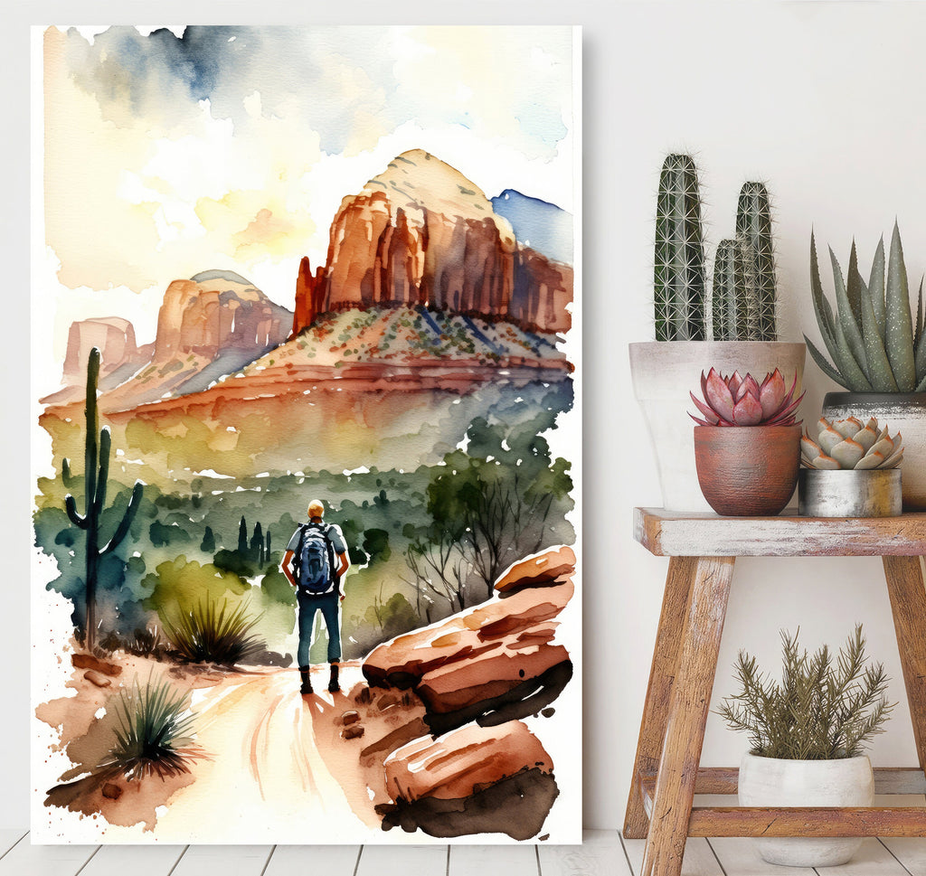 Watercolor Sedona Print Arizona Sunset Art Boho Wall Decor Southwest Wall Art Landscape Sonoran Art Gift Desert Home Western Decor