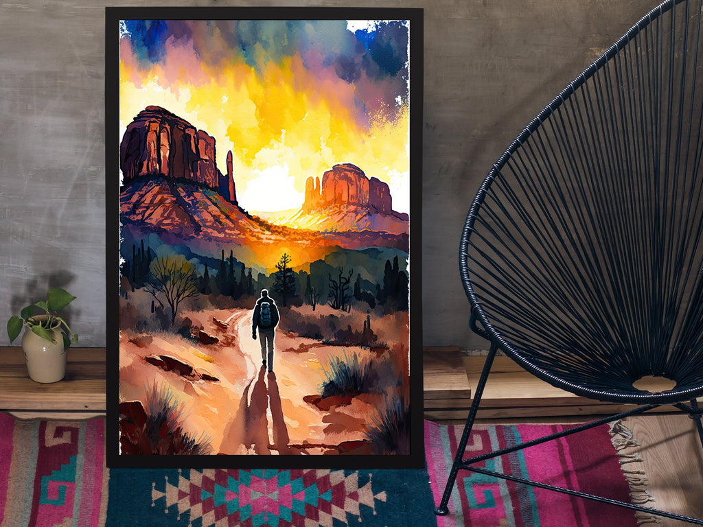 Watercolor Sedona Print Arizona Sunset Art Boho Wall Decor Southwest Wall Art Landscape Sonoran Art Gift Desert Home Western Decor