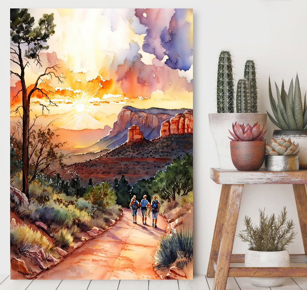 Watercolor Sedona Print Arizona Sunset Art Boho Wall Decor Southwest Wall Art Landscape Sonoran Art Gift Desert Home Western Decor