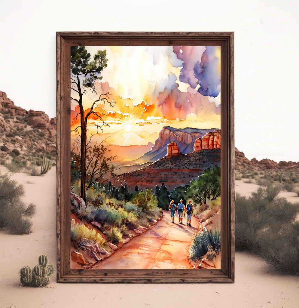 Watercolor Sedona Print Arizona Sunset Art Boho Wall Decor Southwest Wall Art Landscape Sonoran Art Gift Desert Home Western Decor