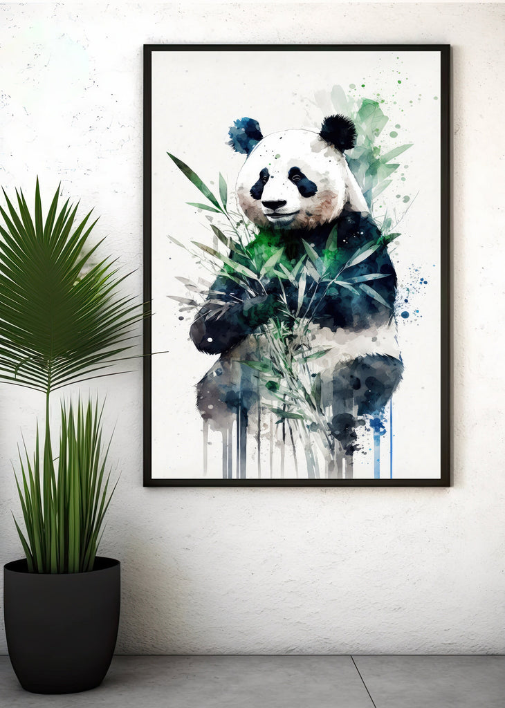 Panda Bear Watercolor Portrait Print Wall Art Safari Wildlife Gift Wild Animal Painting Jungle Nursery Decor