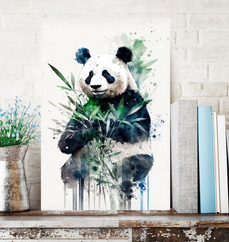 Panda Bear Watercolor Portrait Print Wall Art Safari Wildlife Gift Wild Animal Painting Jungle Nursery Decor