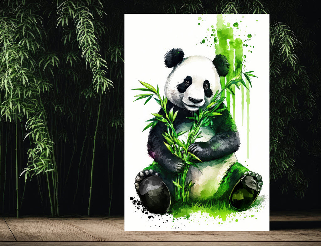 Panda Bear Watercolor Portrait Print Wall Art Safari Wildlife Gift Wild Animal Painting Jungle Nursery Decor