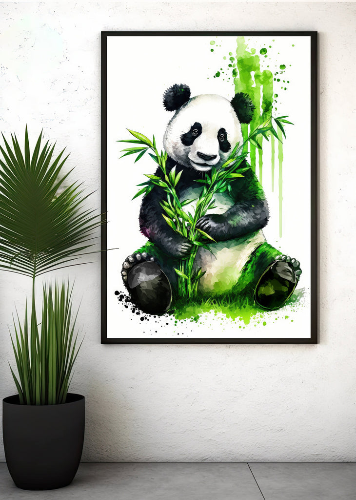 Panda Bear Watercolor Portrait Print Wall Art Safari Wildlife Gift Wild Animal Painting Jungle Nursery Decor