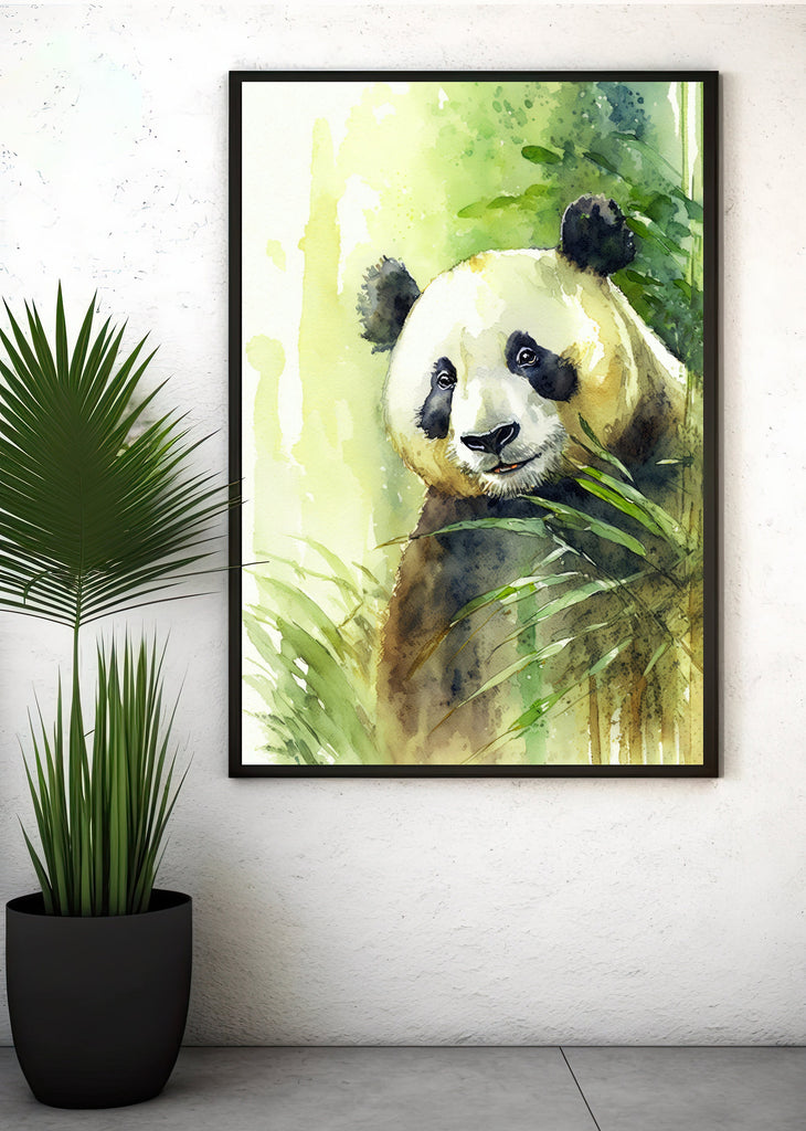 Panda Bear Watercolor Portrait Print Wall Art Safari Wildlife Gift Wild Animal Painting Jungle Nursery Decor