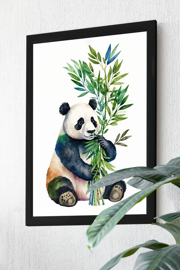 Panda Bear Watercolor Portrait Print Wall Art Safari Wildlife Gift Wild Animal Painting Jungle Nursery Decor