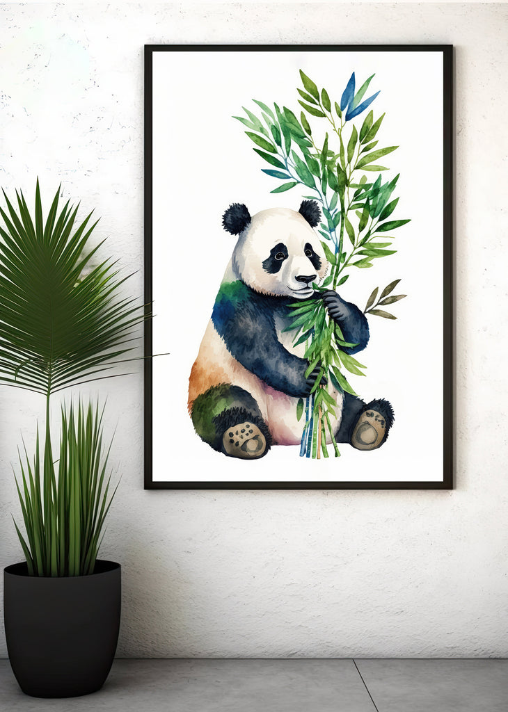 Panda Bear Watercolor Portrait Print Wall Art Safari Wildlife Gift Wild Animal Painting Jungle Nursery Decor