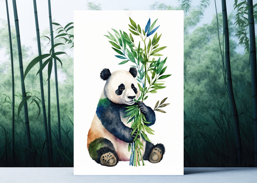 Panda Bear Watercolor Portrait Print Wall Art Safari Wildlife Gift Wild Animal Painting Jungle Nursery Decor